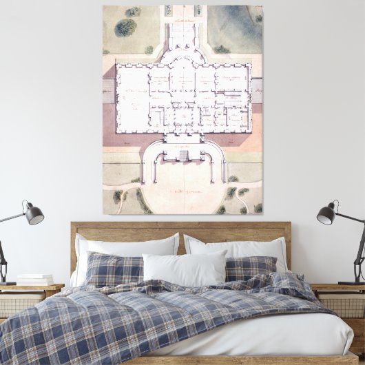 Het Witte Huis President Washington D.C. Plan Canvas Afdruk (Insitu (Slaapkamer))