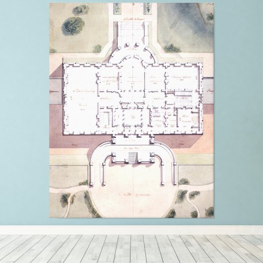 Het Witte Huis President Washington D.C. Plan Canvas Afdruk (Insitu (Houten vloer))