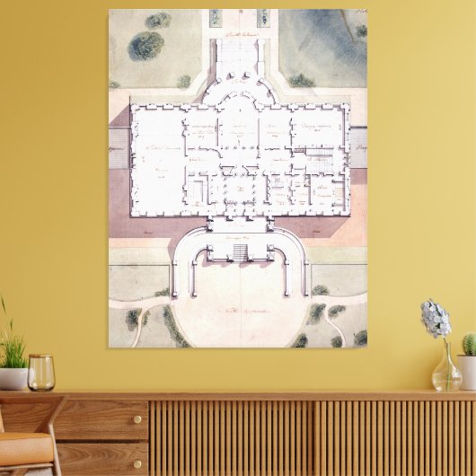 Het Witte Huis President Washington D.C. Plan Canvas Afdruk (Insitu (Woonkamer))