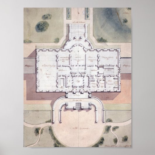 Het Witte Huis President Washington D.C. Plan Poster (Voorkant)