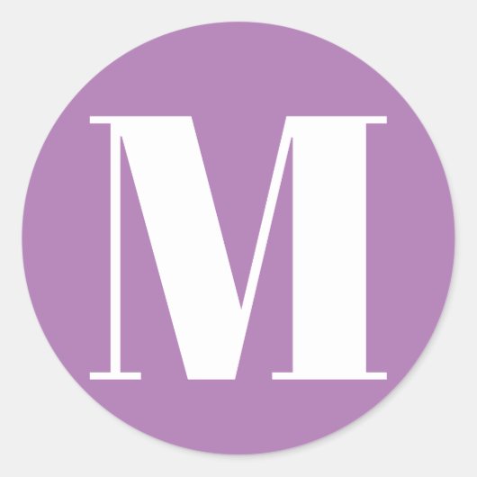 Het witte initiaal van het monogram aantal lavende ronde sticker (Voorkant)