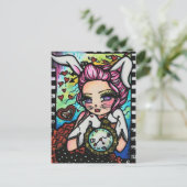 Het witte konijn Alice Fairy Fantasy Art Girl Briefkaart (Staand voorkant)