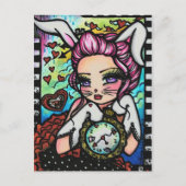 Het witte konijn Alice Fairy Fantasy Art Girl Briefkaart (Voorkant)