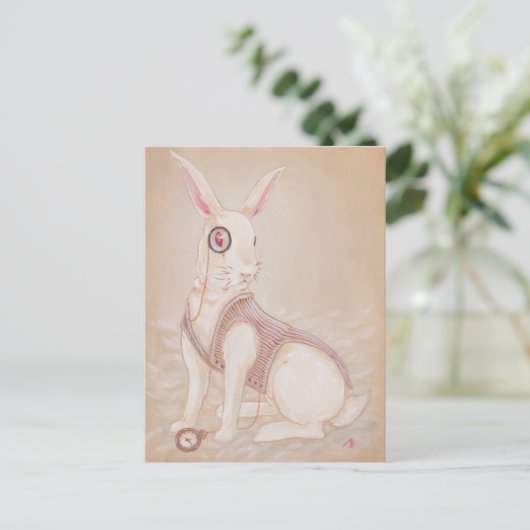 Het witte konijn - Alice in wonderland briefkaart (Staand voorkant)