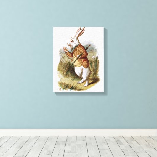 Het witte konijn - Alice in Wonderland Canvas Afdruk (Insitu (Houten vloer))