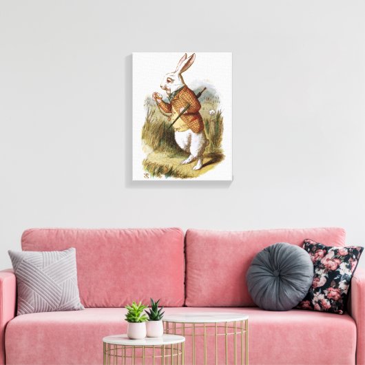 Het witte konijn - Alice in Wonderland Canvas Afdruk (Insitu (Woonkamer))