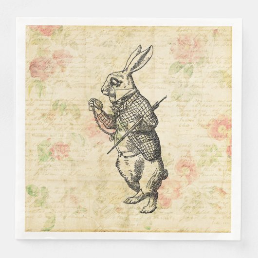 Het witte konijn Alice in Wonderland  Kunst Servet (Voorkant)