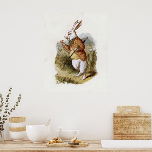 Het witte konijn - Alice in Wonderland Poster (Keuken)
