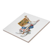 Het witte konijn blaast de trompet in Wonderland Tegeltje (Zijkant)