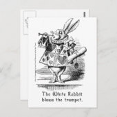 Het witte konijn blaast de Trumpet Briefkaart (Voorkant / Achterkant)