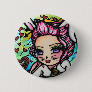 Het witte konijn hoort Alice Fairy Fantasy Ronde Button 5,7 Cm