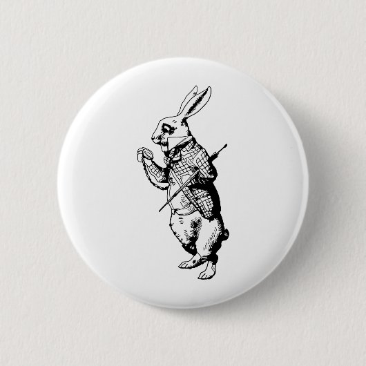 Het witte konijn is geïnkt ronde button 5,7 cm (Voorkant)