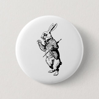 Het witte konijn is geïnkt ronde button 5,7 cm