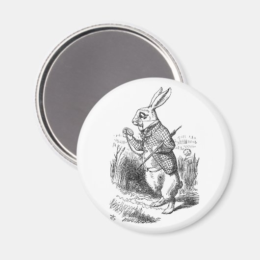 Het witte konijn met horloge magneet (Voorkant / Achterkant)