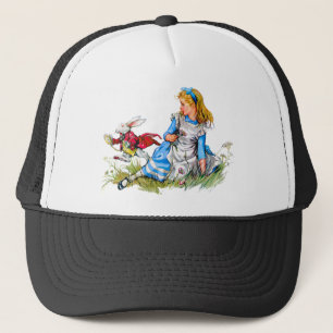 Het Witte Konijn racet langs Alice - hij is laat! Trucker Pet
