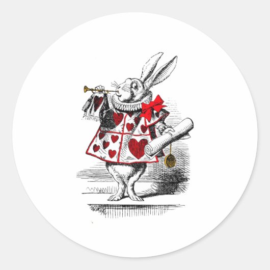 Het witte konijn ronde sticker (Voorkant)