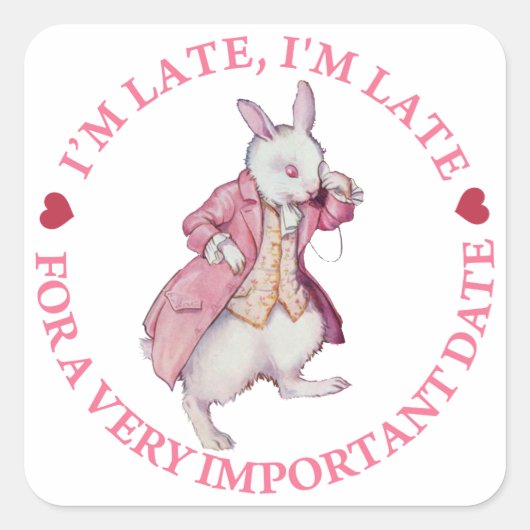 Het witte konijn van Alice in Wonderland Vierkante Sticker (Voorkant)