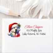 Het witte lab in Santa Hat Kerstmis Etiket (Insitu)