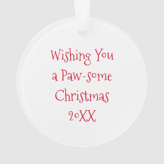 Het witte lab in Santa Hat Kerstmis Ornament (achterkant)