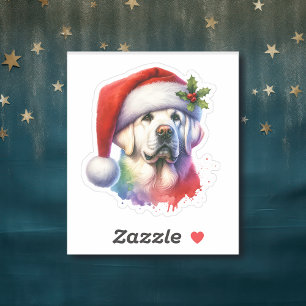 Het witte lab in Santa Hat Kerstmis Sticker
