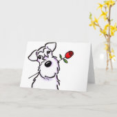 Het witte Liefje Schnauzer nam toe Kaart (Gele Bloem)