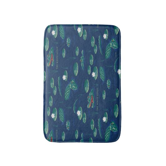 Het witte Lotus Alligator Lagoon patroon Badmat (Voorkant Verticaal)