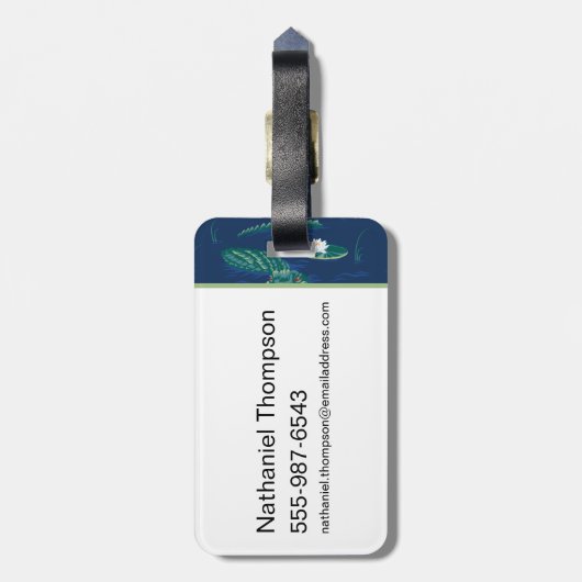 Het witte Lotus Alligator Lagoon patroon Bagagelabel (Achterkant verticaal)