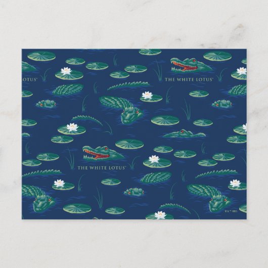Het witte Lotus Alligator Lagoon patroon Briefkaart (Voorkant)