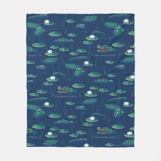 Het witte Lotus Alligator Lagoon patroon Fleece Deken (Voorkant)