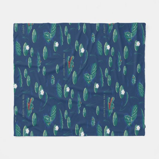 Het witte Lotus Alligator Lagoon patroon Fleece Deken (Voorkant (Horizontaal))
