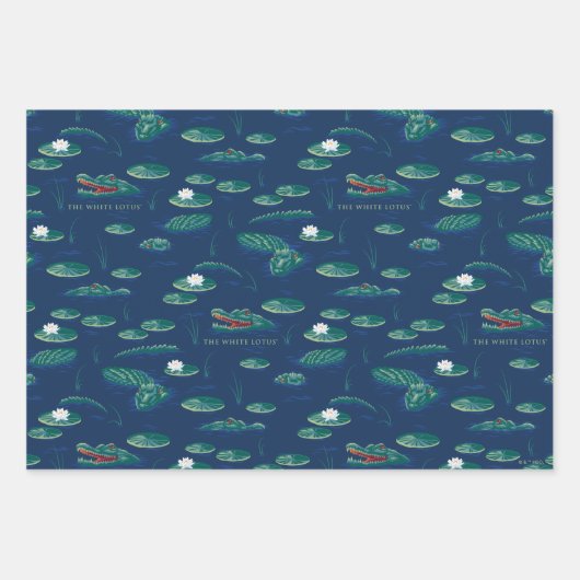 Het witte Lotus Alligator Lagoon patroon Inpakpapier Vel (Voorkant 2)