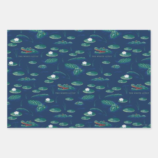 Het witte Lotus Alligator Lagoon patroon Inpakpapier Vel (Voorkant)