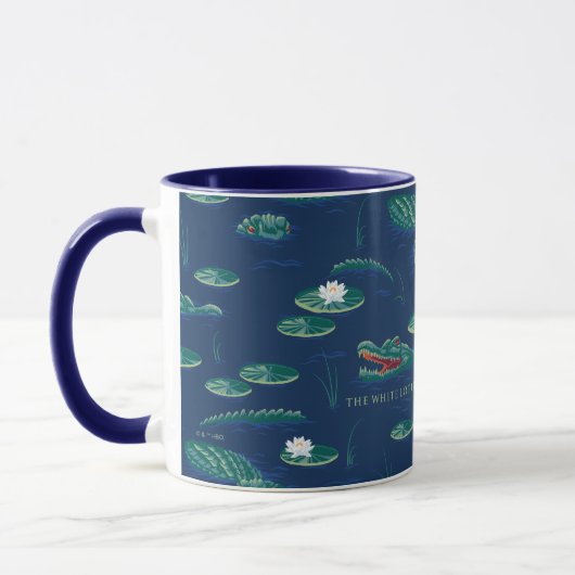 Het witte Lotus Alligator Lagoon patroon Mok (Links)