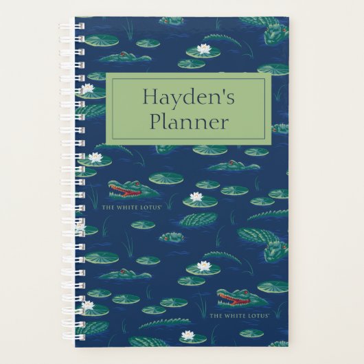 Het witte Lotus Alligator Lagoon patroon Planner (Voorkant)