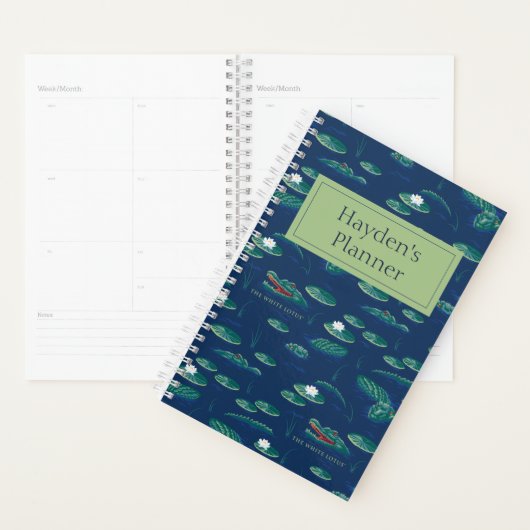 Het witte Lotus Alligator Lagoon patroon Planner (Display)