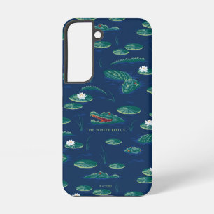 Het witte Lotus Alligator Lagoon patroon Samsung Galaxy Hoesje