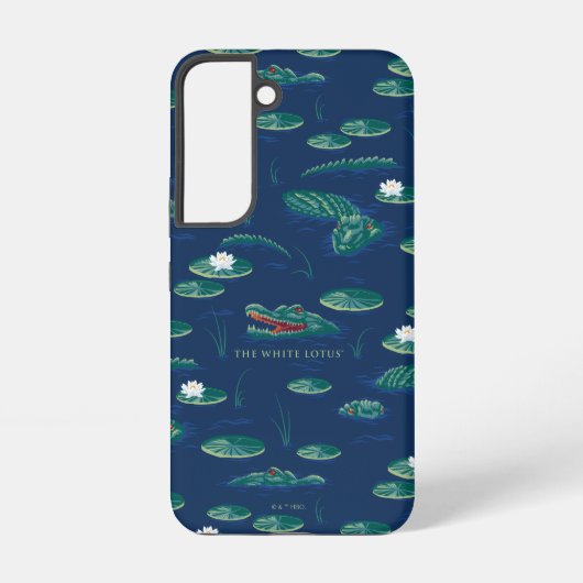 Het witte Lotus Alligator Lagoon patroon Samsung Galaxy Hoesje (Achterkant)