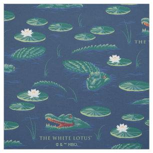 Het witte Lotus Alligator Lagoon patroon Stof