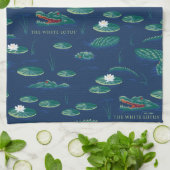 Het witte Lotus Alligator Lagoon patroon Theedoek (Gevouwen)