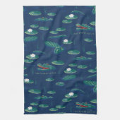 Het witte Lotus Alligator Lagoon patroon Theedoek (Verticaal)