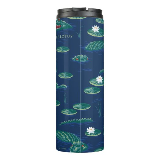 Het witte Lotus Alligator Lagoon patroon Thermosbeker (Achterkant)
