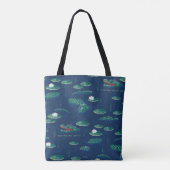 Het witte Lotus Alligator Lagoon patroon Tote Bag (Achterkant)
