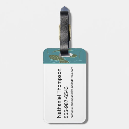 Het witte Lotus Alligator Waters patroon Bagagelabel (Achterkant verticaal)