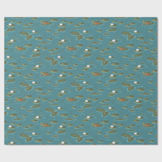 Het witte Lotus Alligator Waters patroon Cadeaupapier (Vlak)