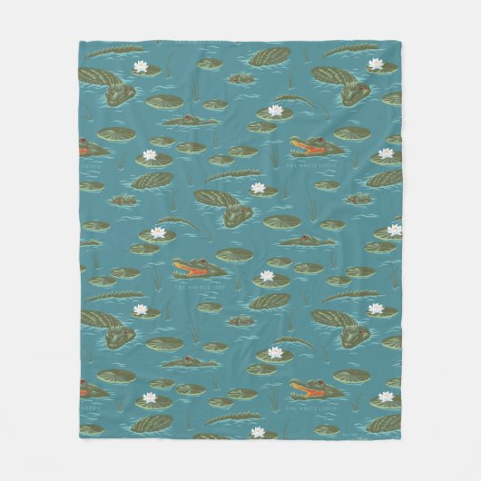 Het witte Lotus Alligator Waters patroon Fleece Deken (Voorkant)
