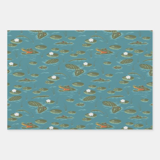 Het witte Lotus Alligator Waters patroon Inpakpapier Vel (Voorkant 2)