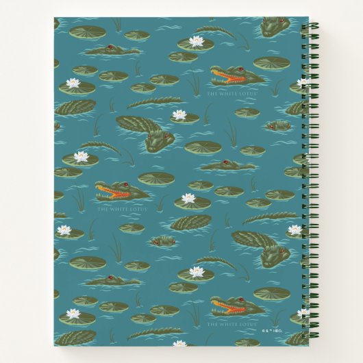 Het witte Lotus Alligator Waters patroon Notitieboek (Achterkant)