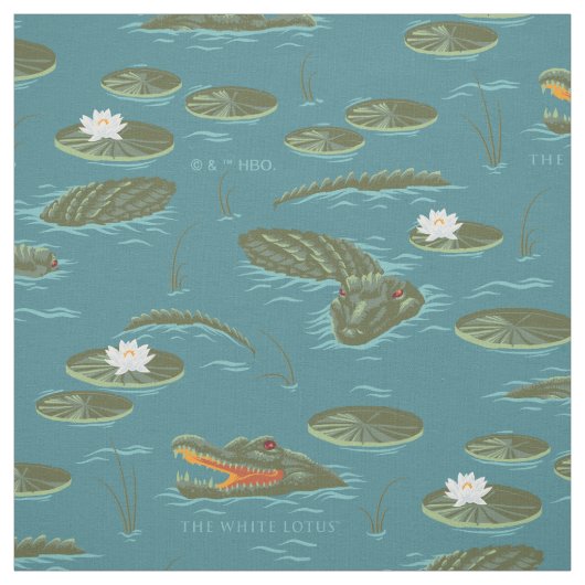 Het witte Lotus Alligator Waters patroon Stof (Swatch)