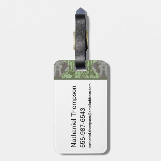 Het witte Lotus Majestic Elephants patroon Bagagelabel (Achterkant verticaal)