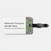 Het witte Lotus Majestic Elephants patroon Bagagelabel (Achterkant horizontaal)